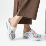 Damen Lederclogs für den Berufsalltag mit Plateausohle – Muster Bambas — 3