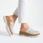 Clogs Schuhe für Damen aus weißem Leder - Естествена кожа