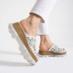 Clogs Schuhe für Damen aus weißem Leder - Естествена кожа