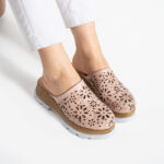 Clogs Schuhe für Damen aus rosafarbenem Leder