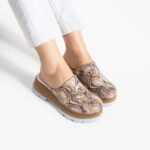 Clogs Schuhe für Damen aus roségoldenem Leder