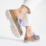 Clogs Schuhe für Damen aus blauem Leder - Естествена кожа