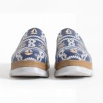 Clogs Schuhe für Damen aus blauem Leder - Seitenansicht