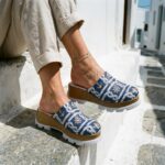 Clogs Schuhe für Damen aus blauem Leder
