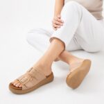 Damen-Lederpantoletten mit Wechselfußbett - Draufsicht