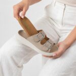 Damen-Lederpantoletten mit Wechselfußbett - Естествена кожа