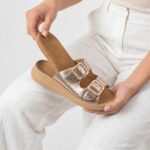 Damen-Lederpantoletten mit Wechselfußbett - Естествена кожа