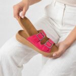 Damen-Lederpantoletten mit Wechselfußbett - Естествена кожа
