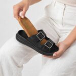 Damen-Lederpantoletten mit Wechselfußbett - Естествена кожа