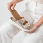 Damen-Lederpantoletten mit Wechselfußbett - Естествена кожа