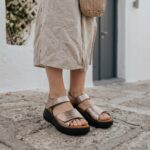 Damen-Sandalen aus Leder mit Wechselfußbett und Klettverschluss - Draufsicht