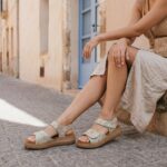 Damen-Sandalen aus Leder mit Wechselfußbett und Klettverschluss - Draufsicht