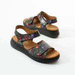 Damen-Sandalen aus Leder mit Wechselfußbett und Klettverschluss - Seitenansicht
