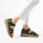 Damen-Sandalen aus Leder mit geschlossener Ferse und Wechselfußbett - Естествена кожа