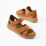Damen-Sandalen aus Leder mit geschlossener Ferse und Wechselfußbett - Seitenansicht