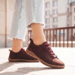 Barfußschuhe für Damen aus echtem Leder mit breiter Zehenbox - Червен