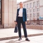 Barfußschuhe für Damen aus echtem Leder mit breiter Zehenbox - Син