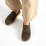 Bequeme Damenschuhe aus echtem Veloursleder mit Memory Foam - Зелен