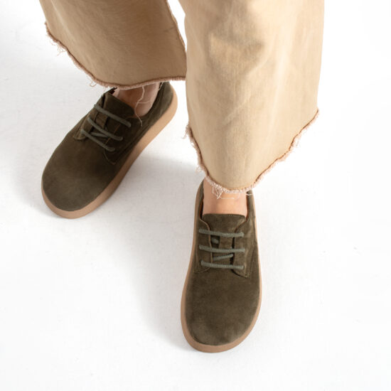 Bequeme Damenschuhe aus echtem Veloursleder mit Memory Foam - Зелен