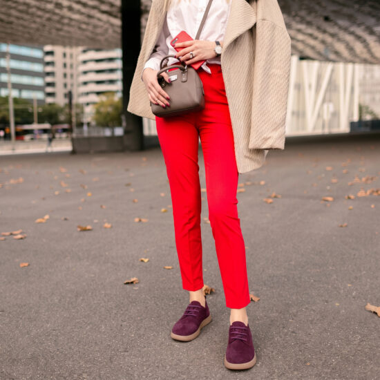 Bequeme Damenschuhe aus echtem Veloursleder mit Memory Foam - Червен