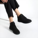 Damen-Stiefeletten aus Nubuk mit Memory Foam - Естествен набук