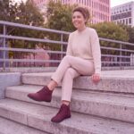 Damen-Stiefeletten aus Nubuk mit Memory Foam - Червен