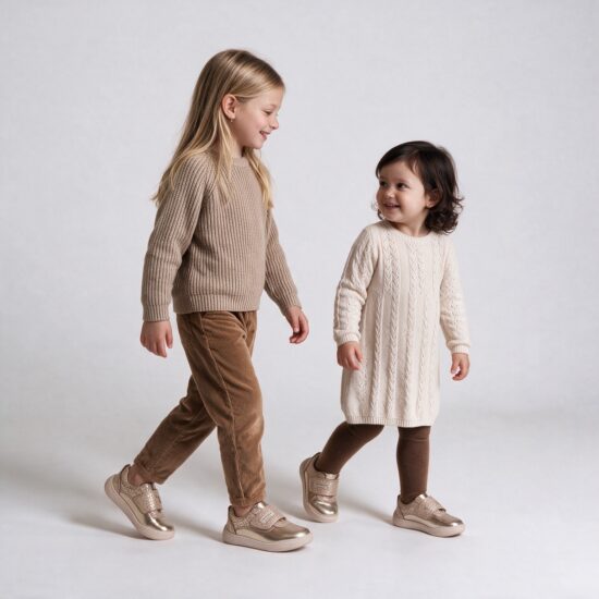 Barfußschuhe für Kinder aus echtem Lede - Златист