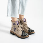 Damen-Schnürboots aus echtem Leder mit buntem Muster - TSL Memory Rebel Rainy