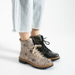 Damen-Schnürboots aus echtem Leder mit buntem Muster - TSL Memory Rebel Theory
