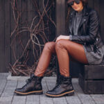 Schwarze Damen-Schnürboots aus echtem Leder - Draufsicht