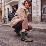 Grüne Damen-Schnürboots aus echtem Leder - Grün
