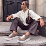 Damen-Sneaker aus echtem Leder - Beige