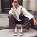 Damen-Sneaker aus echtem Leder - Draufsicht