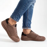 Herren-Barfuß-Sneaker aus echtem Leder - Nubukleder