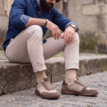 Herren-Barfuß-Sneaker aus echtem Leder - Beige